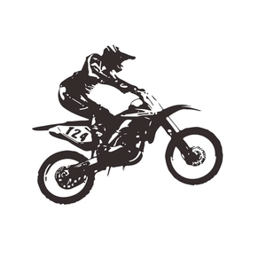 Dynamic motocross racer silhouette wall sticker made of premium black vinyl for decor