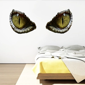 3D realistic dinosaur eye wall stickers with green pupils and scales for bedroom decor