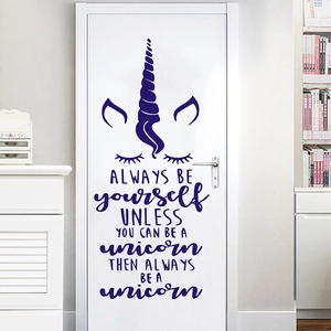 Sticker Mural Créatif en Vinyle Licorne Avec Citations Motivantes en PVC Imperméable pour Chambre d'Enfant Déco