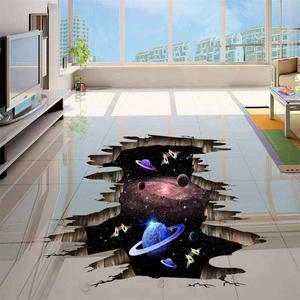 3D outer space wall sticker featuring galaxies and planets for modern living room decor