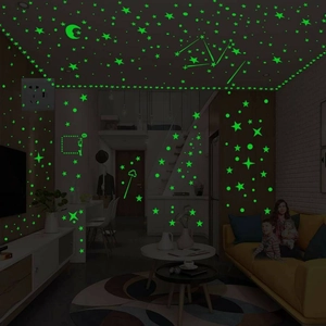 Luminous Stars Moon Dots Shooting Star Wall Stickers Glow In The Dark Ceiling Decals Panda Switch Decor PVC Kids Bedroom