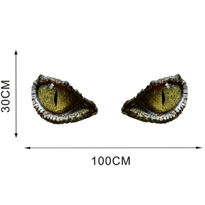 3D realistic dinosaur eyes wall sticker with green lizard scales detail, 100cm x 30cm size