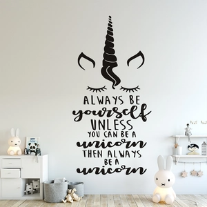 Sticker mural licorne en vinyle avec citations inspirantes pour chambre d'enfant