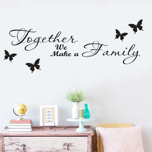 Together We Make a Family wall decal with black butterflies for home decor