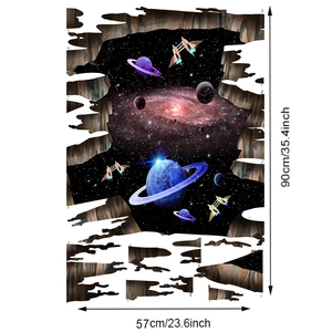 3D outer space wall sticker showing galaxy and planets with 90x57cm size dimensions