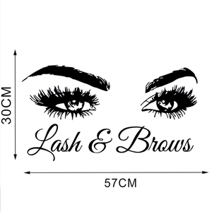 Detailansicht Lash & Brows Wandtattoo mit Maßen 57x30cm für Kosmetikstudios und Deko