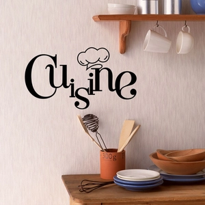 Sticker mural Cuisine noir artistique avec toque de chef pour décoration de cuisine moderne