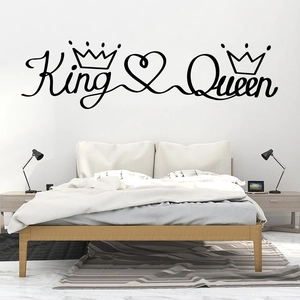 King Queen Crown Heart Wall Sticker Removable PVC Decal For Couple Bedroom Living Room Decor Modern Simple Art Mural