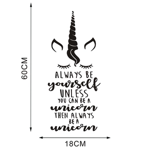 Sticker mural licorne avec citation inspirante, 60cm x 18cm pour chambre d'enfant