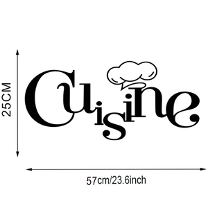 Sticker cuisine en vinyle avec texte Cuisine et toque de chef de taille 57x25cm