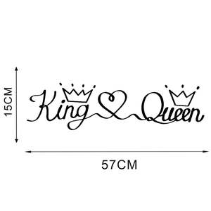 Detail showing dimensions of King and Queen crown wall decal measuring 57x15 cm