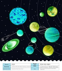 Stickers muraux système solaire phosphorescents pour chambre d'enfant en PVC luisant