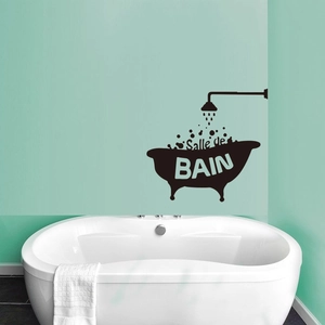 Vinyl wall decal featuring a shower head and Salle de BAIN text for bathroom decor