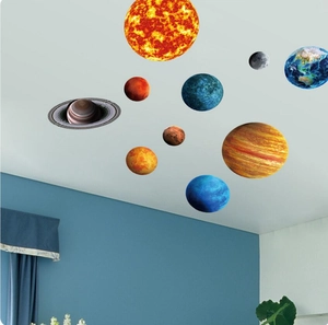 Stickers muraux lumineux du système solaire avec planètes pour chambre d'enfant