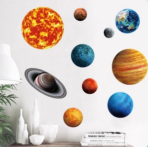 Stickers muraux lumineux système solaire avec dix planètes pour chambre d'enfants