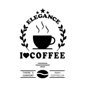 Minimalist I Love Coffee wall sticker featuring elegant cup graphics and typography