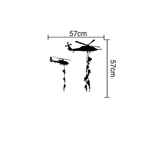 Military helicopter silhouette wall decal for living room, 57x57cm vinyl wall art