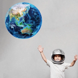 Luminous Earth wall decal for kids rooms featuring realistic planet earth design and colors