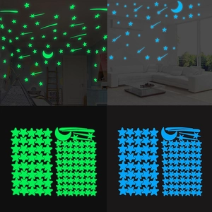 Glow In The Dark Stars Moon Meteor Luminous PVC Wall Stickers For Kids Bedroom Ceiling Home Decorative Removable Decals