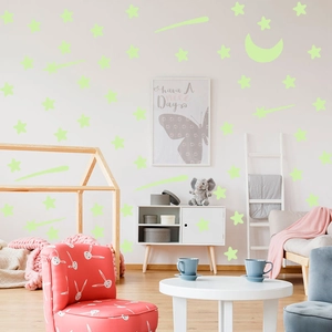 Luminous glow in the dark stars and moon wall stickers set for kids bedroom decor