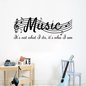 Music Notes Staff Vinyl Wall Sticker Removable PVC Lettering Quote Decal For Home Living Room Bedroom Artistic Wall Decor