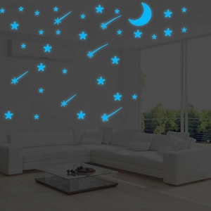 Luminous glow in the dark stars and moon wall stickers for bedroom and ceiling decoration