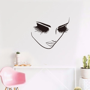 Minimalist female eyelash and lip wall decal for living room bedroom decor