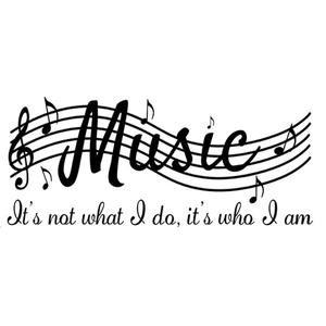 Music notes and staff vinyl wall sticker with inspirational quote for home decor