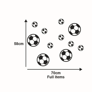 Stickers muraux football pour chambre d'enfant avec 12 autocollants de ballons de foot noirs