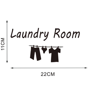 Detailed dimensions of Laundry Room wall decal showing 22cm width and 11cm height