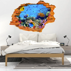 3D sea turtle ocean underwater wall decal stickers for bedroom wall decor