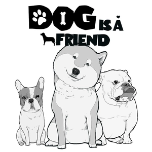 Detailed wall sticker featuring three cartoon dogs and Dog Is A Friend artistic lettering