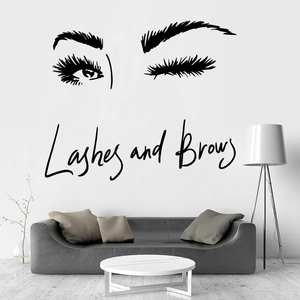 Sticker mural moderne cils et sourcils pour salon de beauté ou décoration de chambre