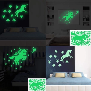 Luminous Unicorn Stars Wall Sticker PVC Glow In The Dark Wall Decals For Kids Bedroom Home Decor Wall Decoration Stickers