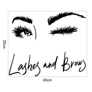 Détail du sticker mural Lashes and Brows mesurant 55cm de haut et 66cm de large