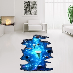 3D space galaxy wall sticker with cosmic star pattern for modern living room decor