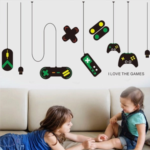 Game Controller Wall Stickers Gamer Decor I Love The Games PVC Wall Decals For Kids Room Gaming Room Living Room Wall Art