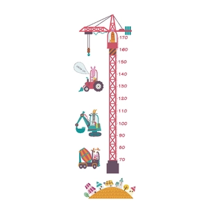 Wandtattoo Messlatte mit Turmdrehkran und Tieren für Kinderzimmer zum Messen 70-170cm