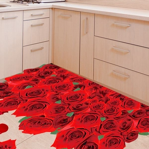 Realistischer Teppich mit roten Rosen für Wohnzimmer und Schlafzimmer Dekoration