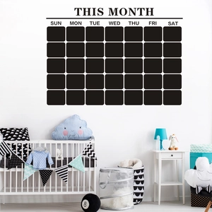 Removable PVC Monthly Planner Wall Sticker Blackboard Calendar Grid Wall Decal For Office Classroom Home Decoration
