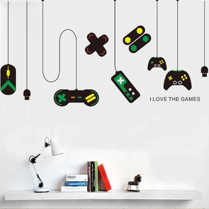 Game controller wall decal with I LOVE THE GAMES slogan for boys room decor