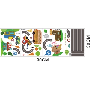 Détail de l'agencement des stickers muraux voitures cartoon de 90x30cm pour enfant