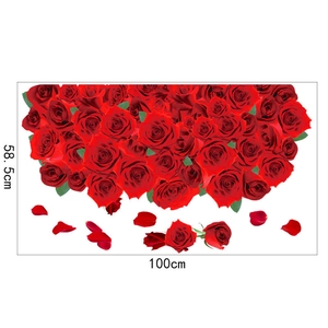 Details von roten Rosen Wandaufklebern aus PVC mit den Maßen 100x58,5cm für Dekoration
