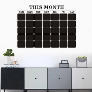 Detailed view of black monthly planner chalkboard wall decal with THIS MONTH header