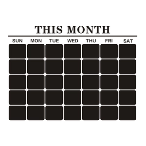 Minimalist monthly chalkboard calendar wall sticker with black grid for office planning