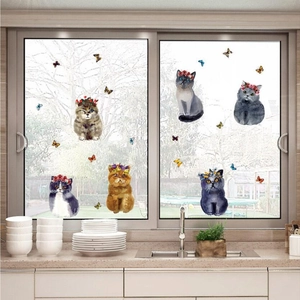 Stickers Muraux Chat 3D Réalistes Peints à la Main en PVC Imperméables Décalcomanies Animaux Amovibles pour Salon Chambre d'Enfant Décor