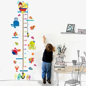 Sticker mural toise pour enfants motif animaux marins mesure de 50 à 170 cm décor
