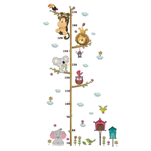 Cartoon elephant and lion height growth chart wall sticker for children's room decor