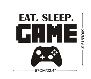 Eat Sleep Game Wandtattoo mit Controller-Icon, 57x50cm Gaming Deko für Kinderzimmer