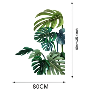 Detaillierte Maßzeichnung für nordischen Monstera-Wandaufkleber mit Größe 80x90 cm